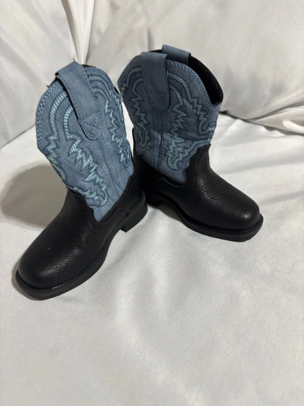 Dream Pairs Black and Light Blue Kids Western Boots